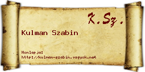 Kulman Szabin névjegykártya